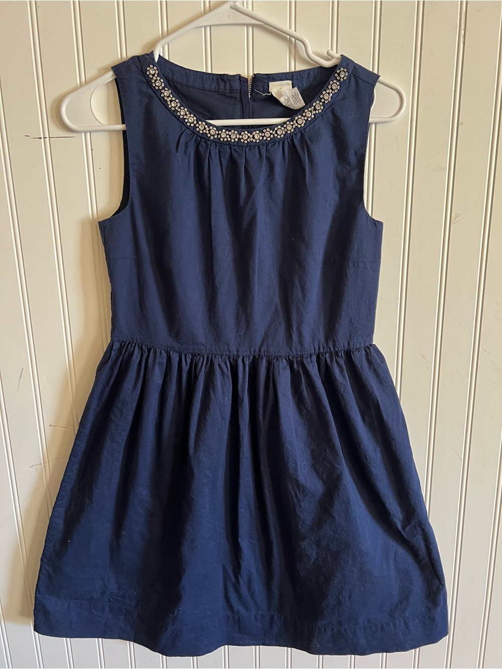 J Crew Crewcuts Girls Navy Rhinestone Necklace Dress Size 14